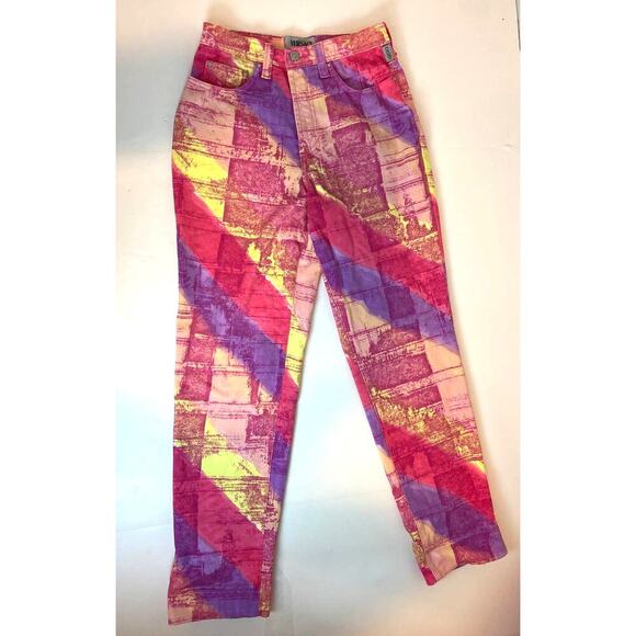 Versace Denim - Versace Jeans Couture Pink Yellow Abstract Print Colorful Unique Vintage - 27